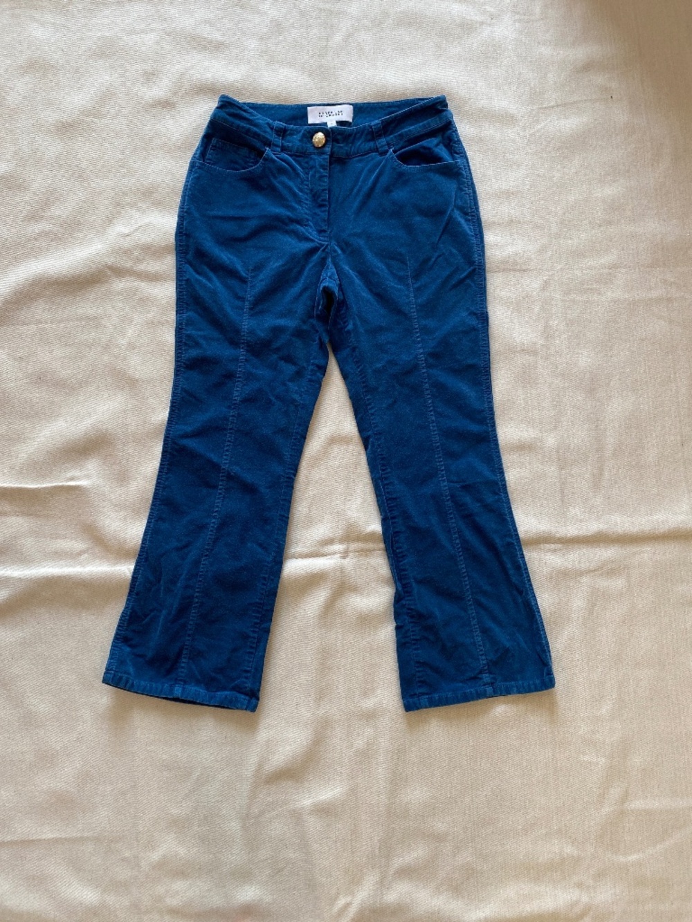 Derek Lam 10 Crosby Teal Velvet Flare Cropped Pants Size 4